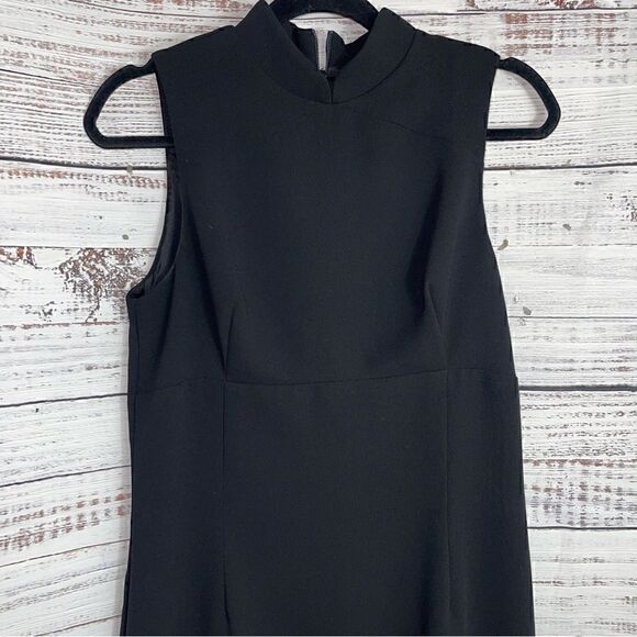 Vintage Mica Dress Womens Size 10 Black sheath midi mandarin collar made in USA - Picture 5 of 11